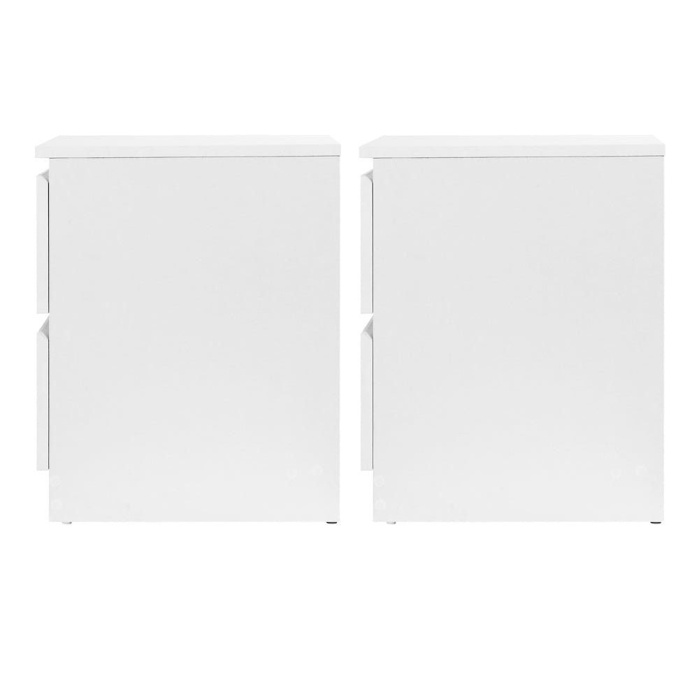 Pepe Bedside Table with 2 Drawers, Set of 2 in White
