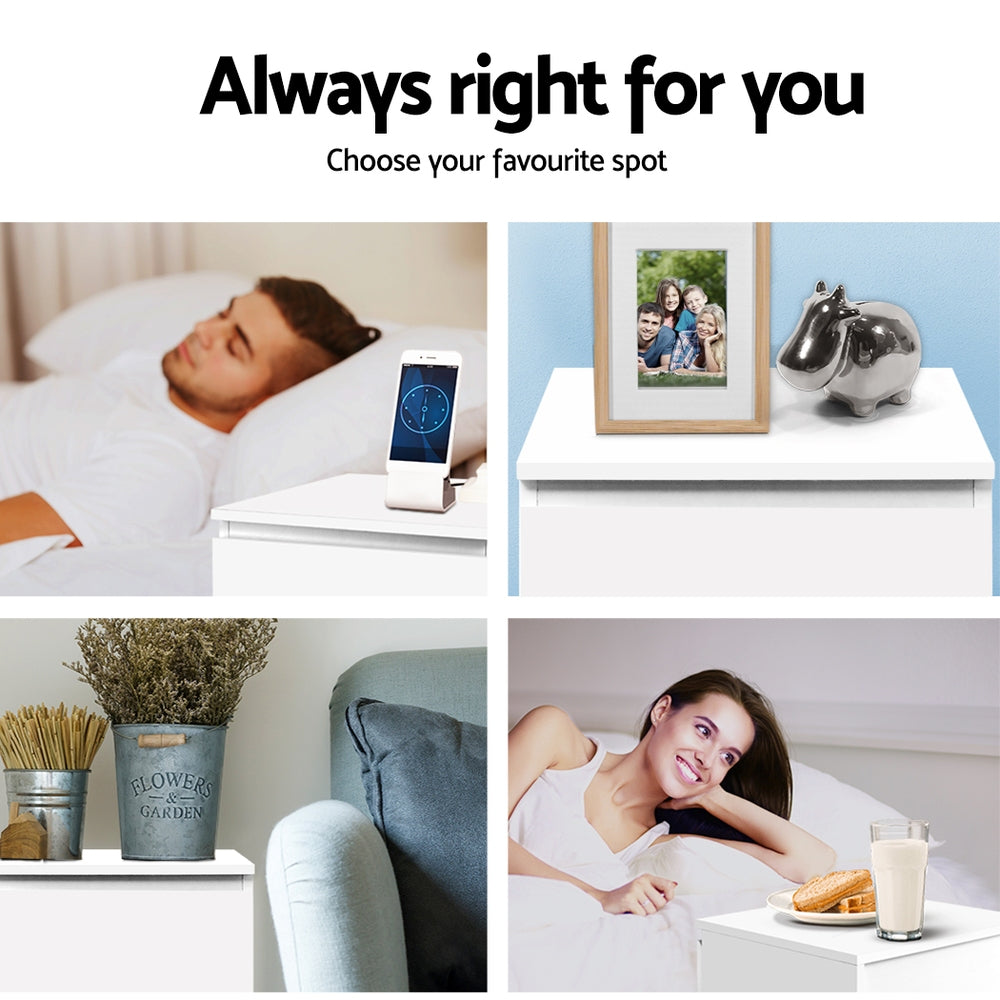 PEPE White Bedside Tables Set of 2 with Drawers