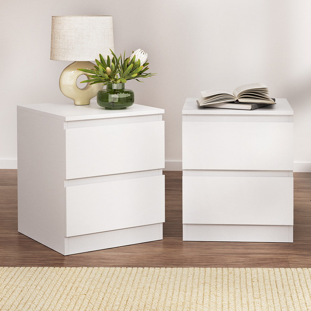 PEPE White Bedside Tables Set of 2 with Drawers