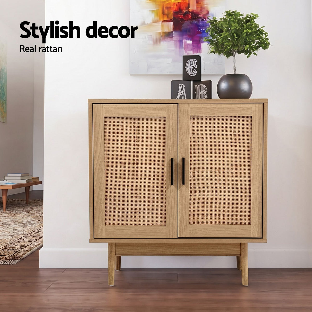 Briony 2 Door Buffet Sideboard Cabinet with Rattan Doors