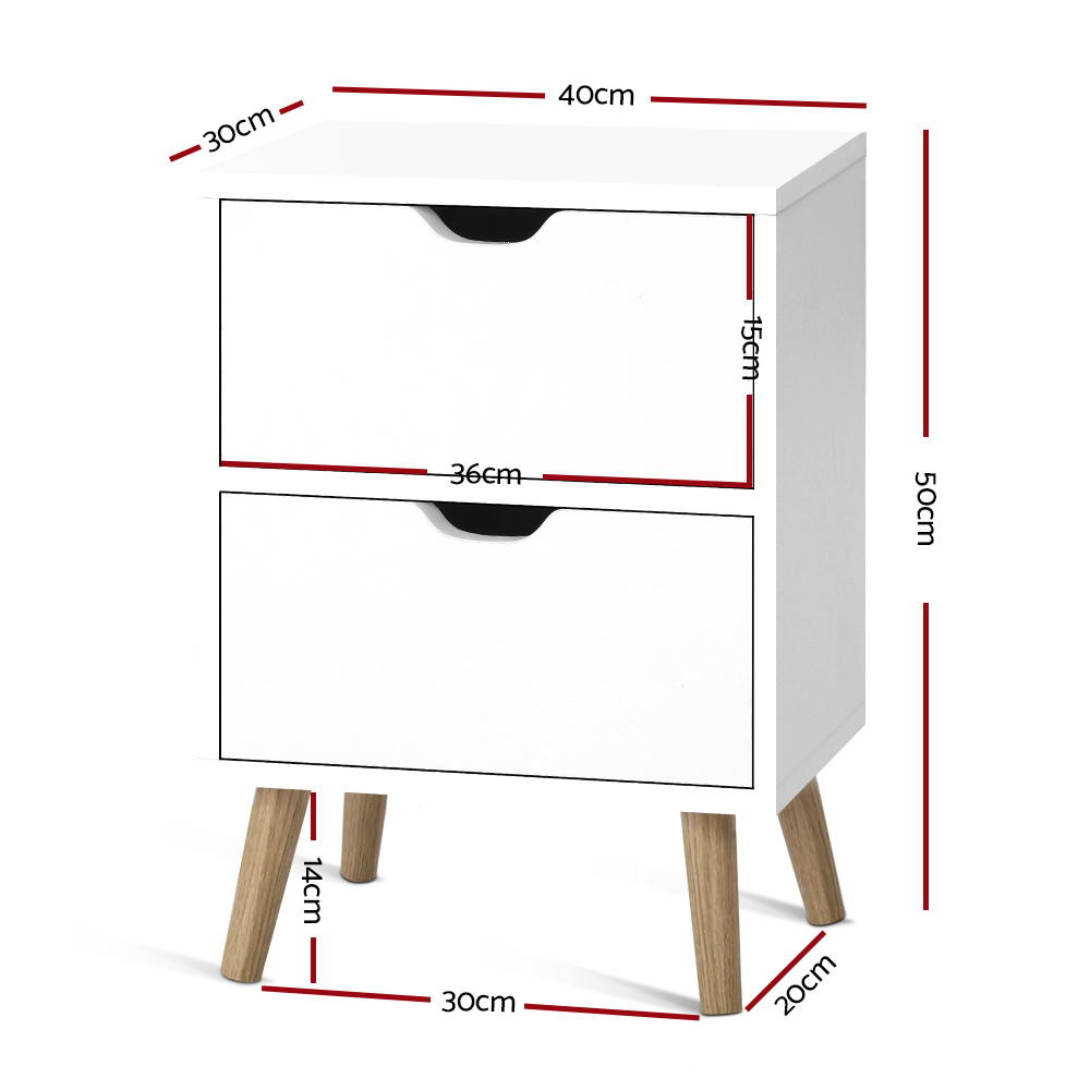 Boden 2-Drawer Bedside Table White