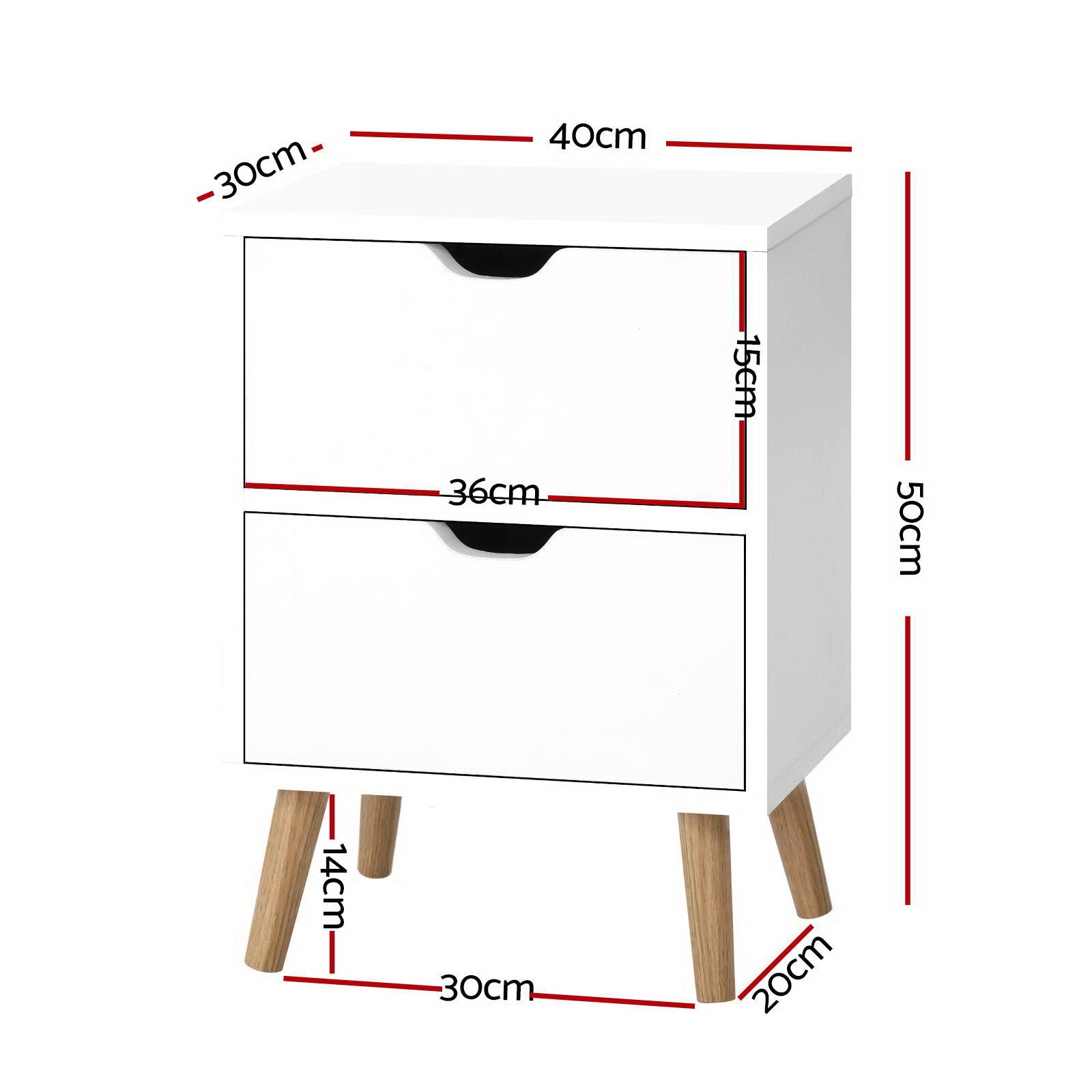 Boden Bedside Tables 2-Drawer White Set of 2