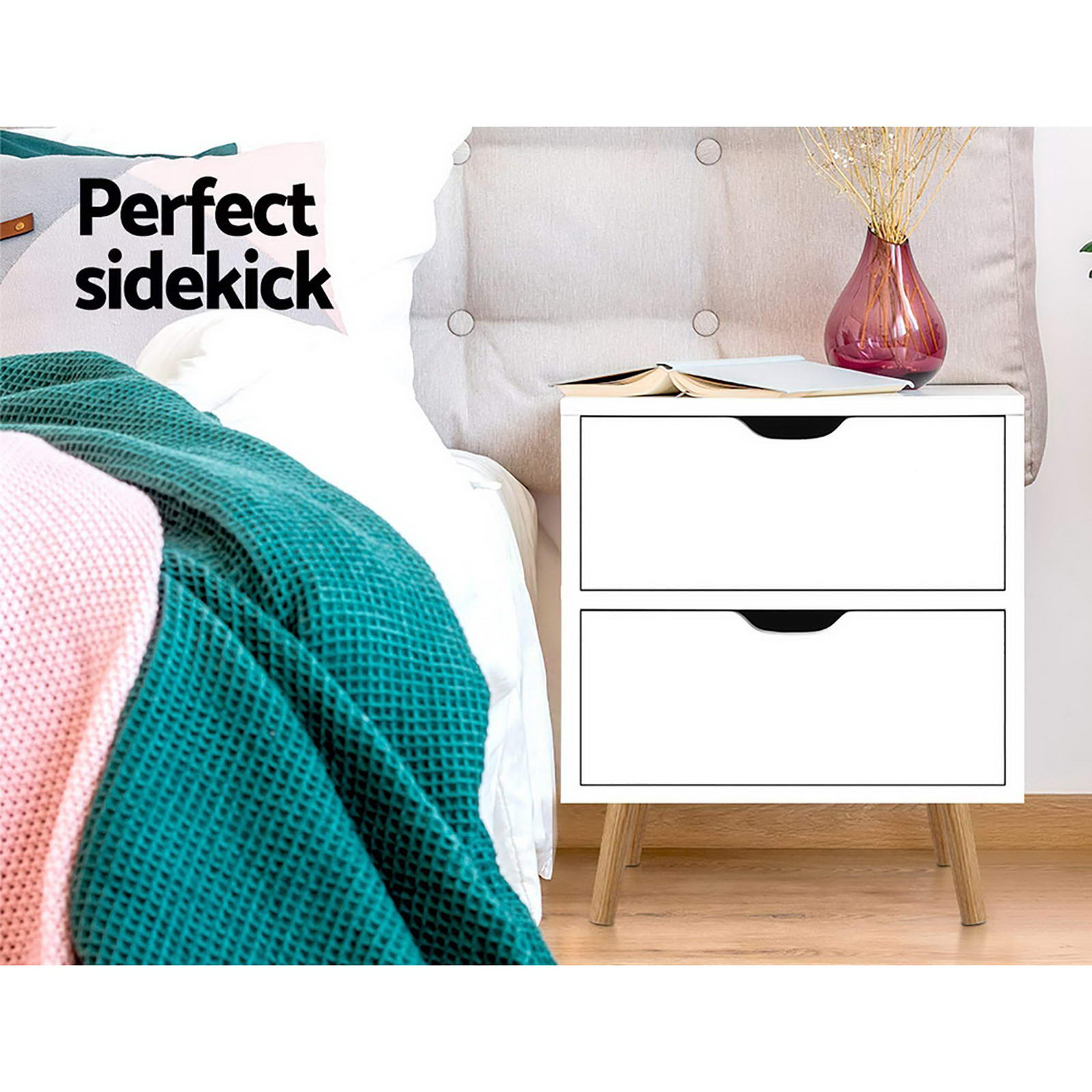 Boden Bedside Tables 2-Drawer White Set of 2