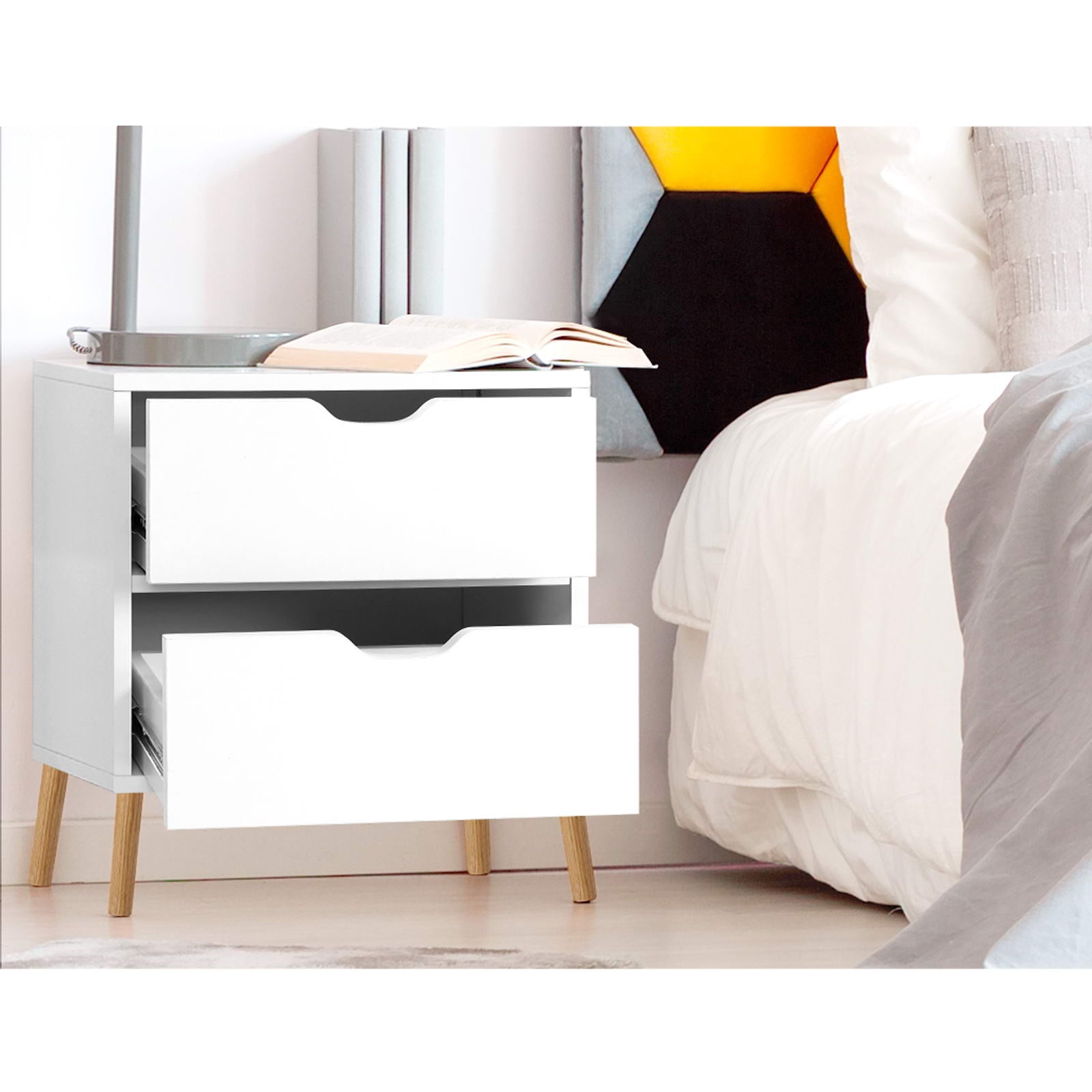 Boden Bedside Tables 2-Drawer White Set of 2