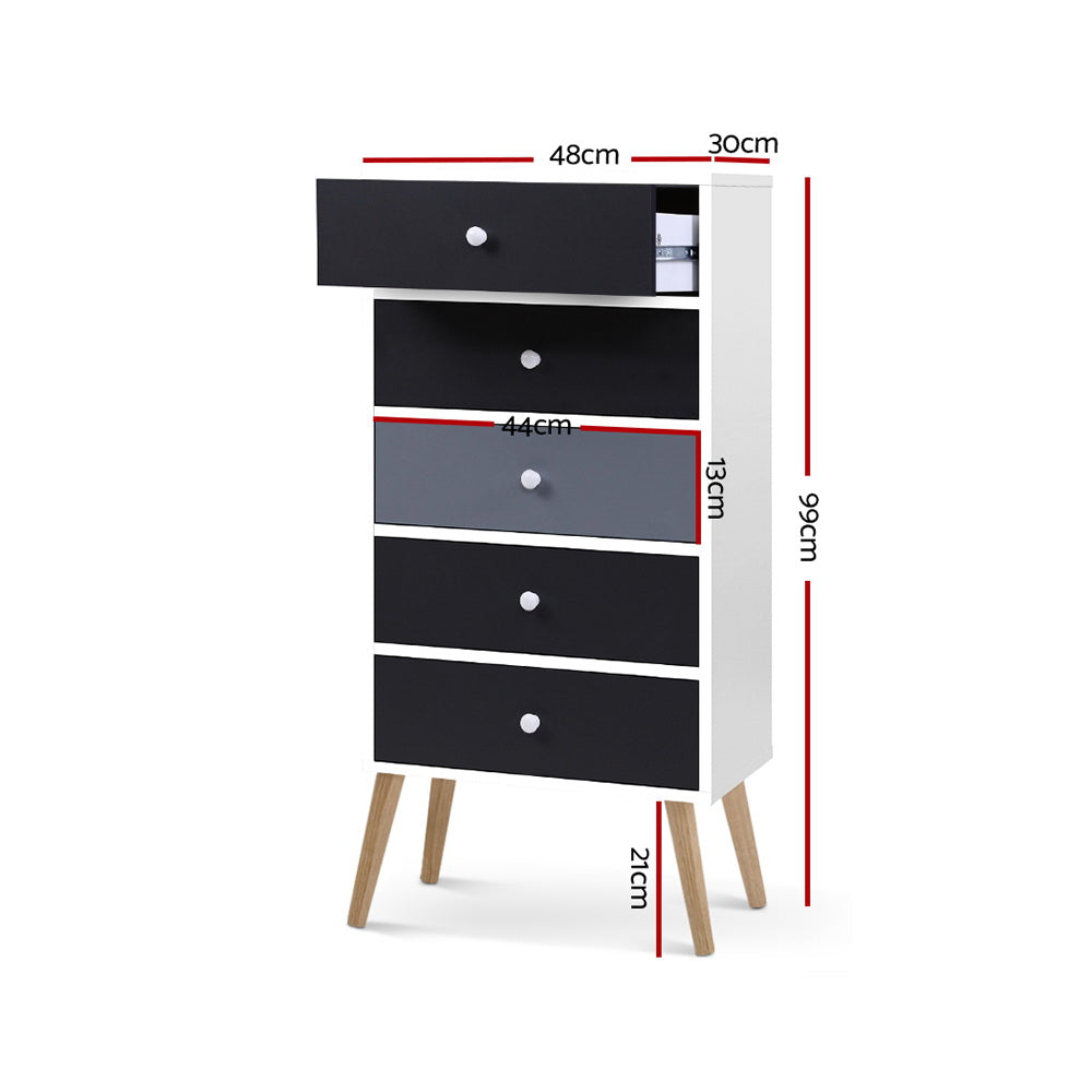BONDS 5-Drawer Tallboy Scandinavian White