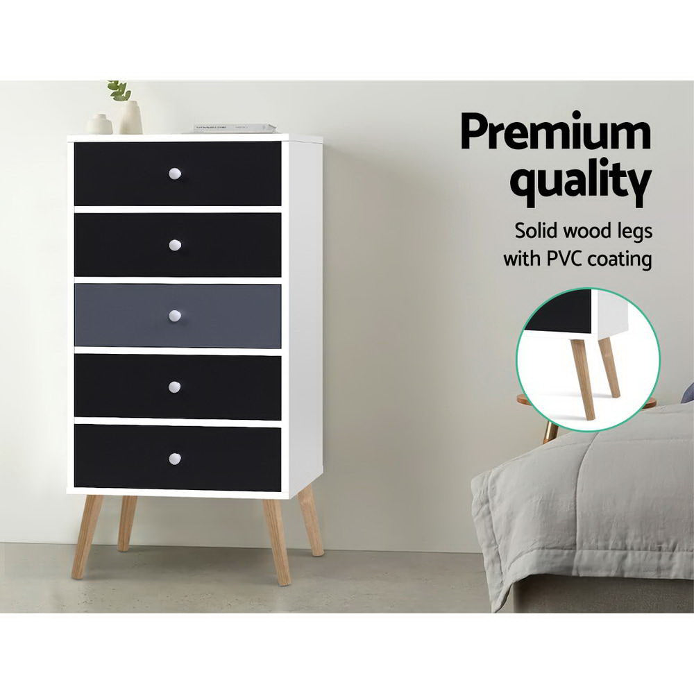 BONDS 5-Drawer Tallboy Scandinavian White