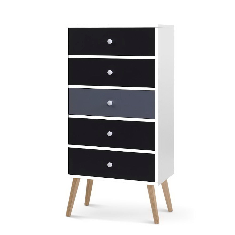 BONDS 5-Drawer Tallboy Scandinavian White
