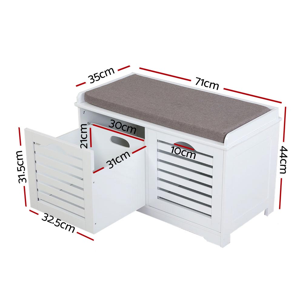 Caye Shoe Rack Cabinet Bench White Grey