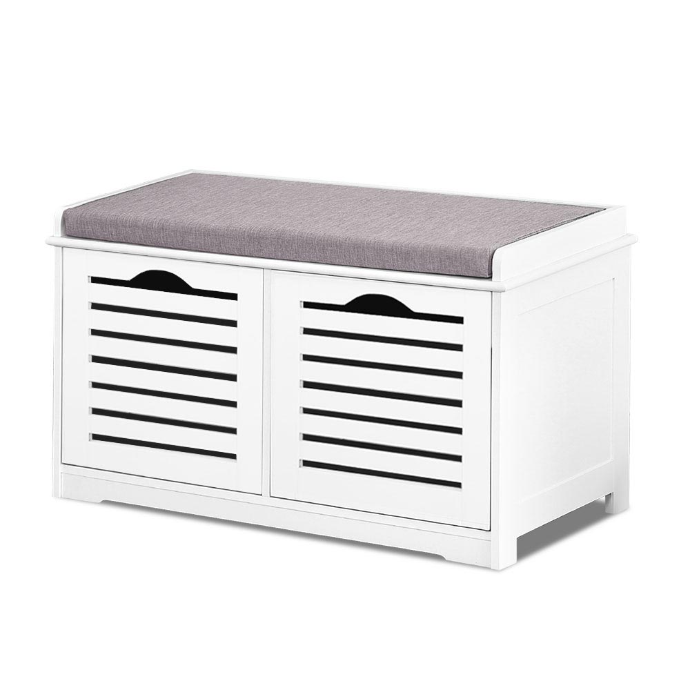 Caye Shoe Rack Cabinet Bench White Grey