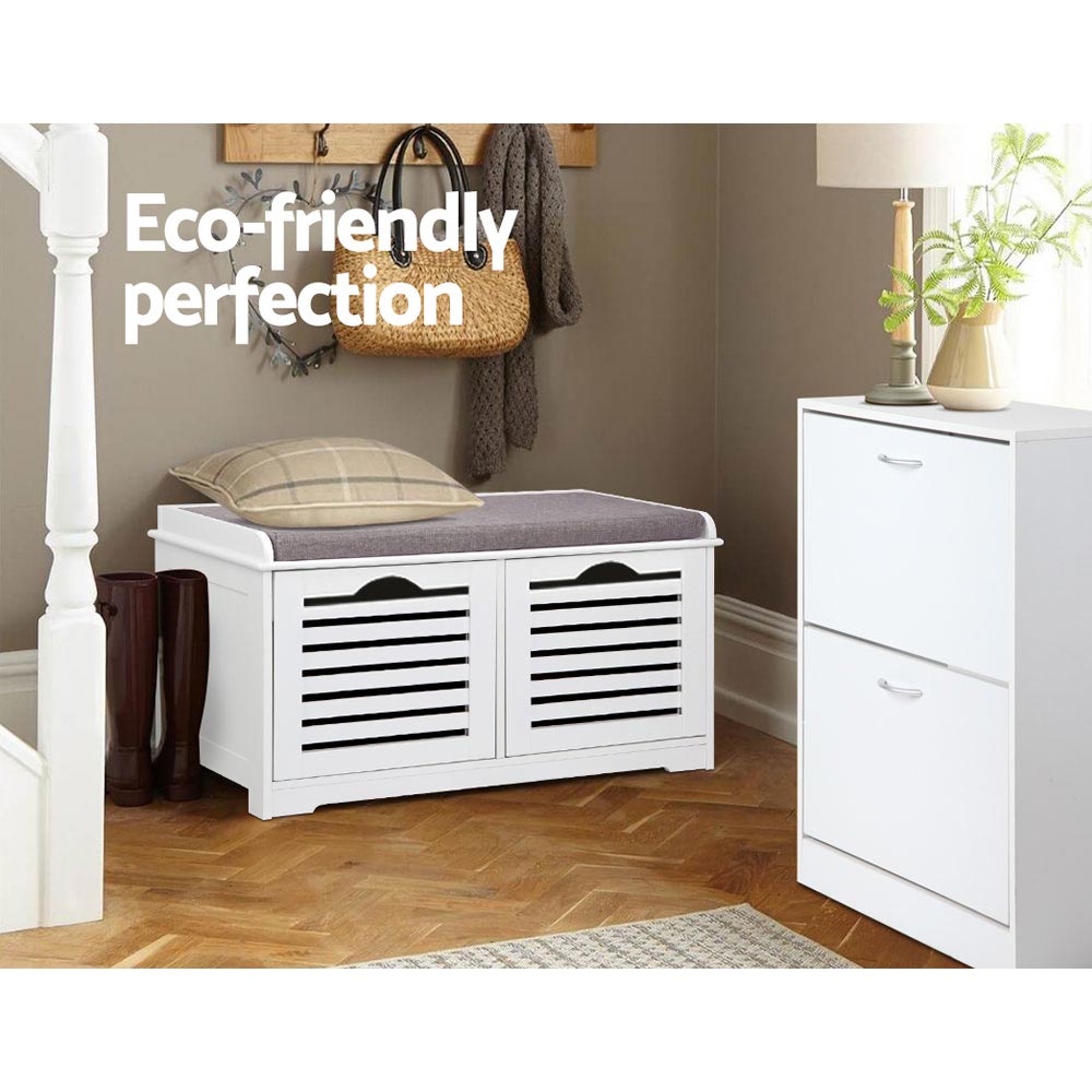 Caye Shoe Rack Cabinet Bench White Grey
