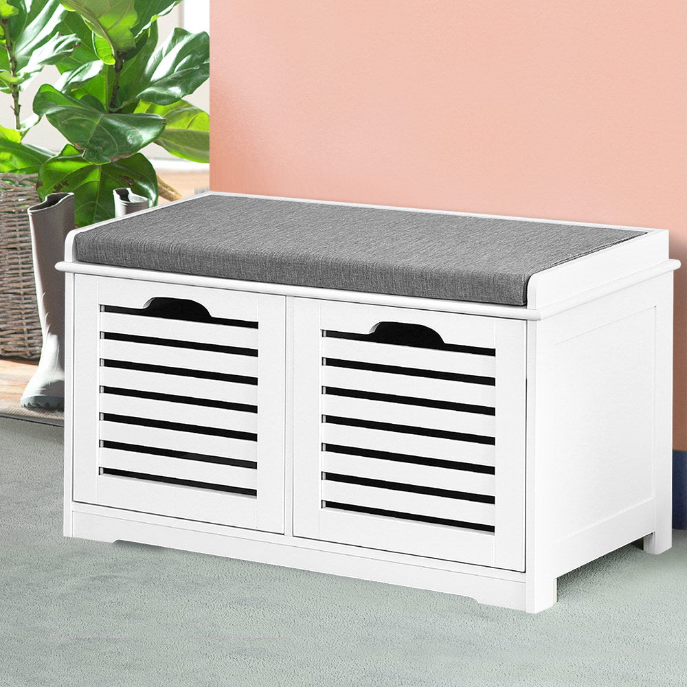 Caye Shoe Rack Cabinet Bench White Grey