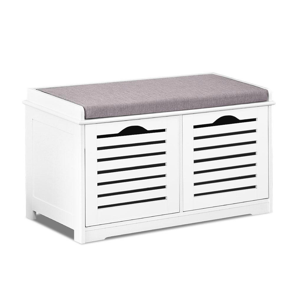 Caye Shoe Rack Cabinet Bench White Grey