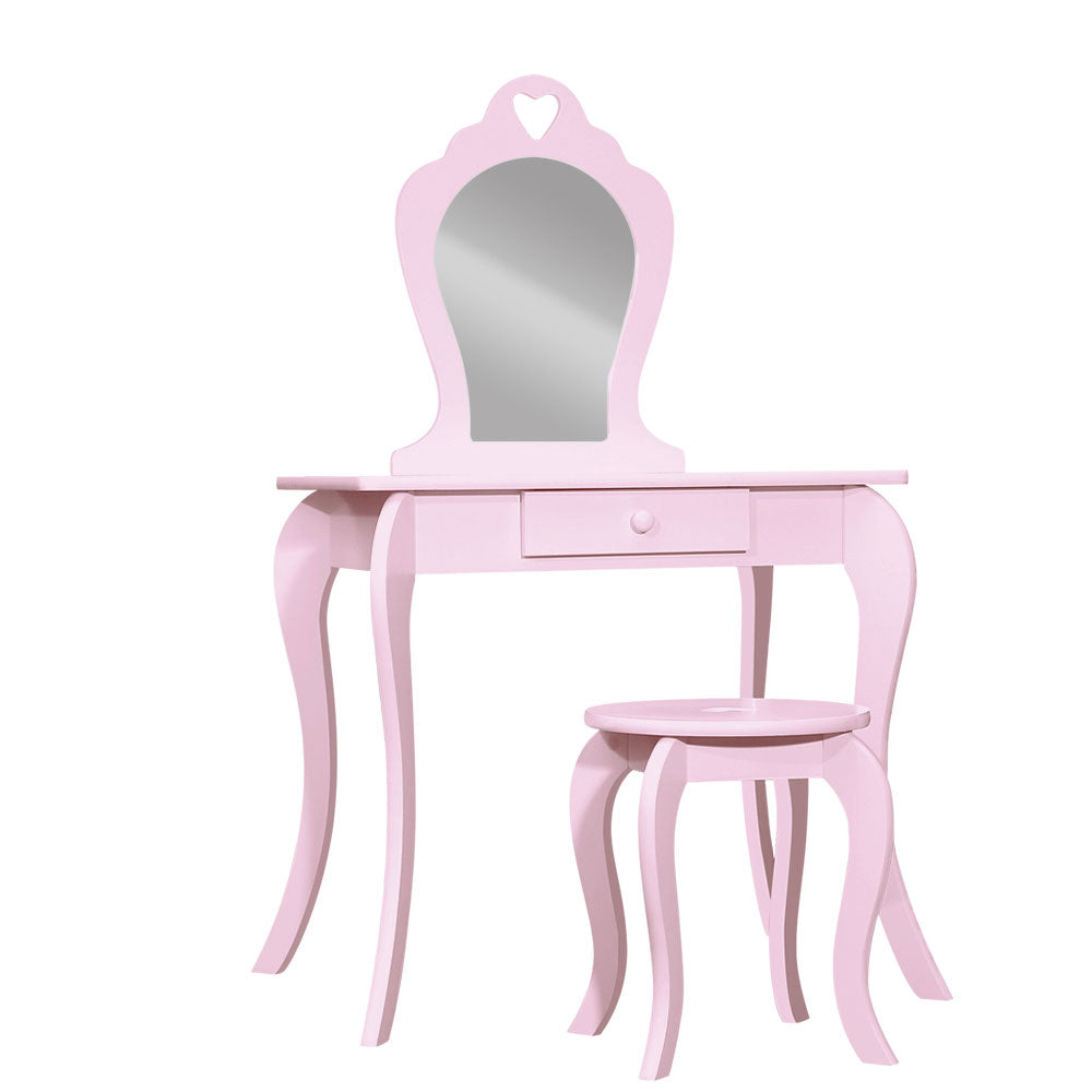 Keezi Kids Vanity Set Pink Dressing Table Stool Princess Makeup Mirror