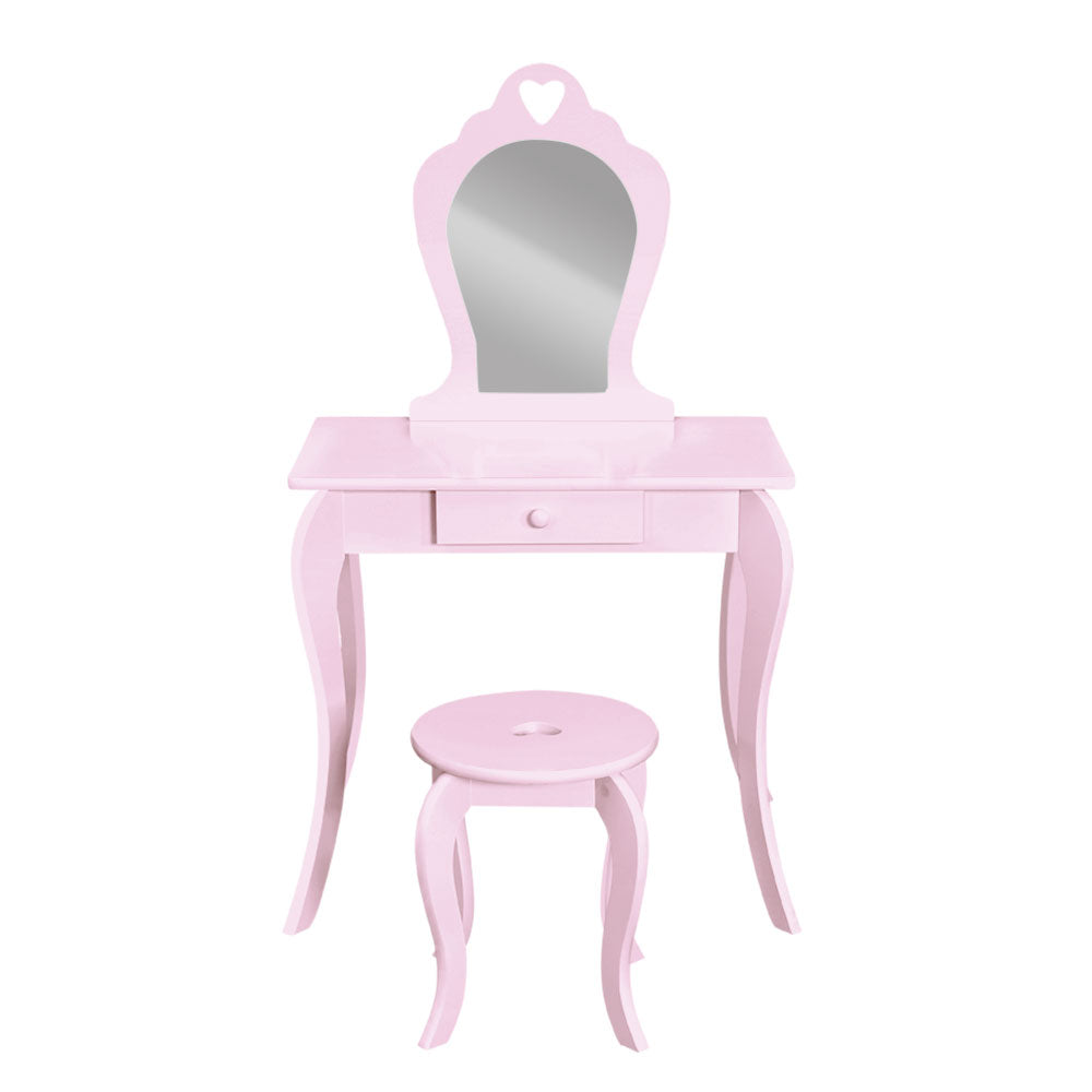 Keezi Kids Vanity Set Pink Dressing Table Stool Princess Makeup Mirror