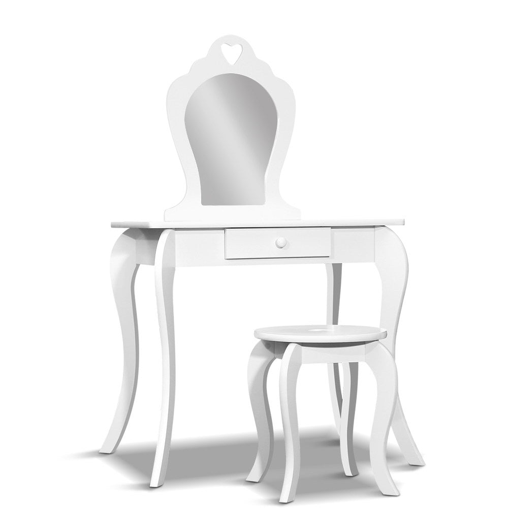 Keezi Kids Vanity Set Dressing Table Stool White