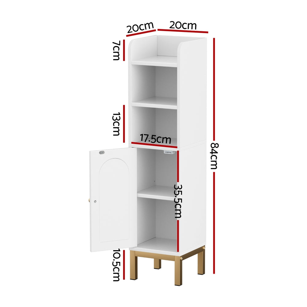 Ultra-Slim Bathroom Storage Cabinet White Adjustable Shelf
