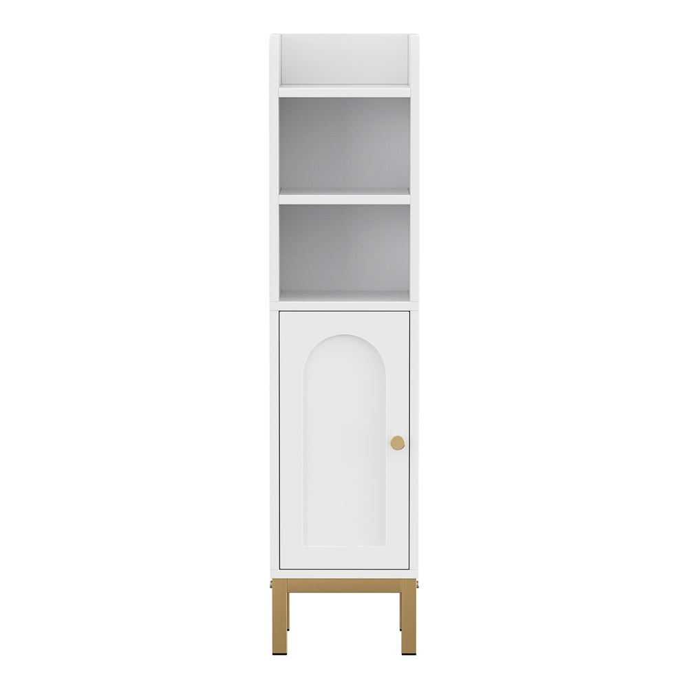 Ultra-Slim Bathroom Storage Cabinet White Adjustable Shelf
