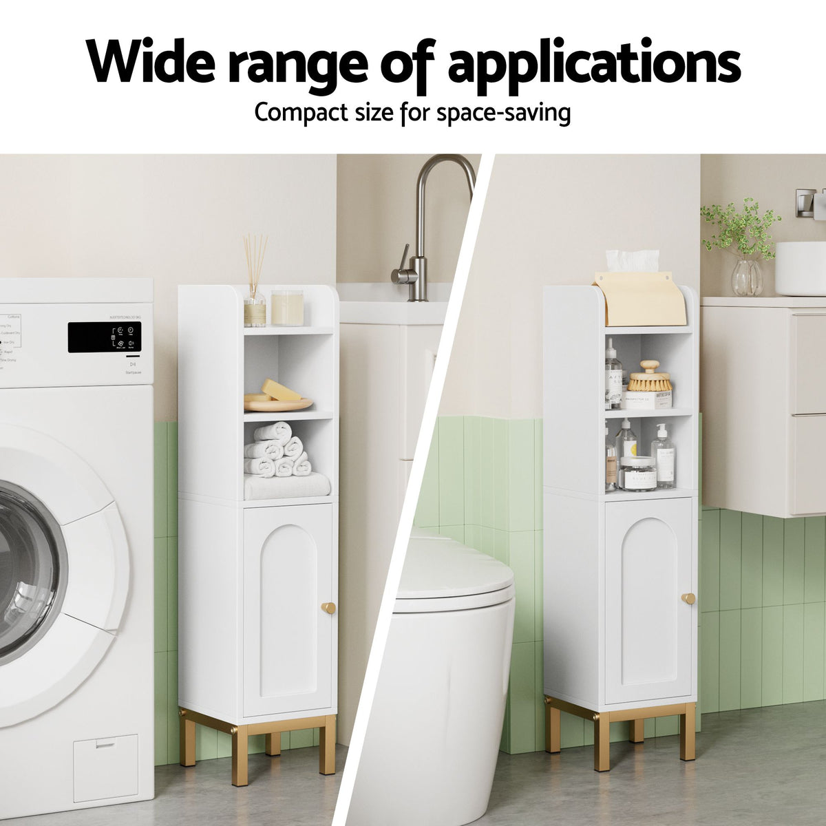 Artiss Slim Bathroom Storage Cabinet with Door White