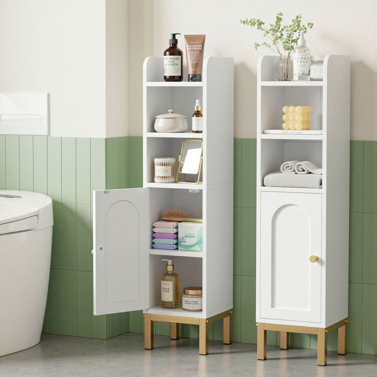 Artiss Slim Bathroom Storage Cabinet with Door White