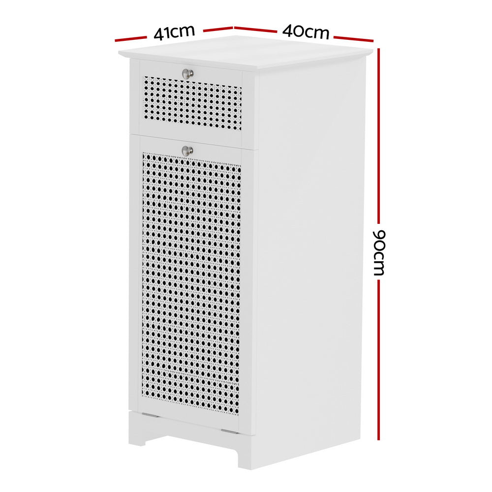 Artiss White Rattan Laundry Hamper Cabinet Bathroom Storage