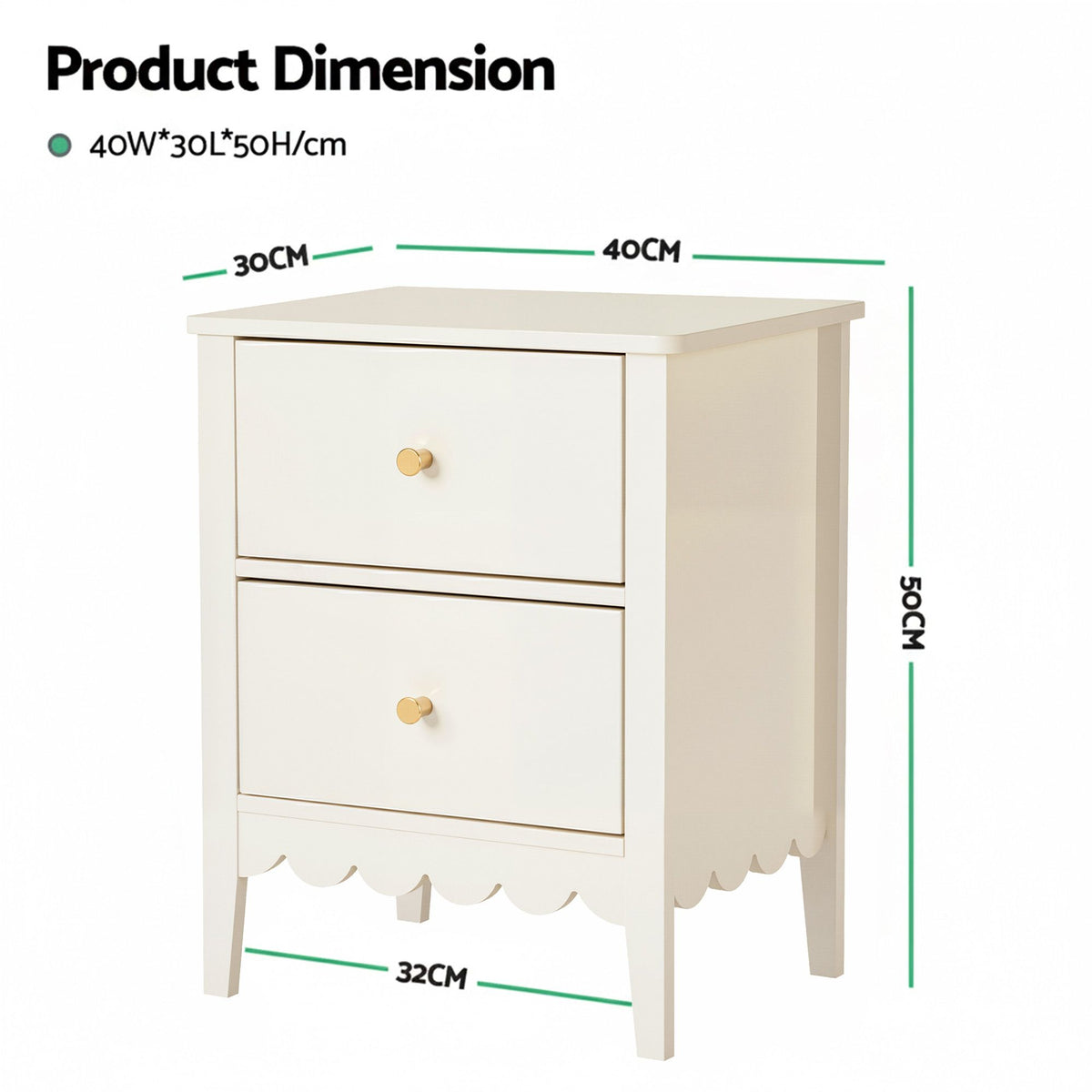 Artiss Bedside Table with 2 Drawers Bedroom Storage Nightstand Beige