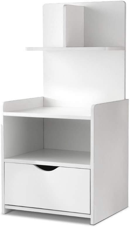 Evermore Bedside Table 1 Drawer with Shelves White