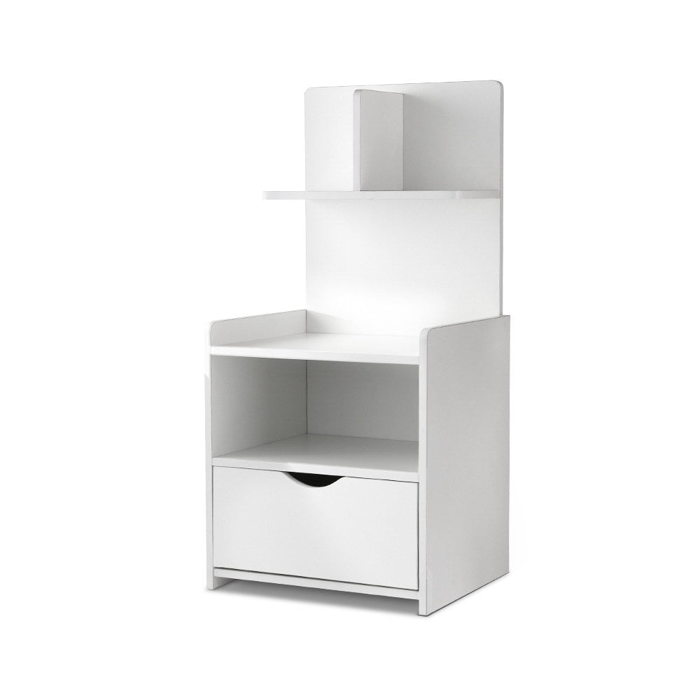 Evermore Bedside Table 1 Drawer Shelves White