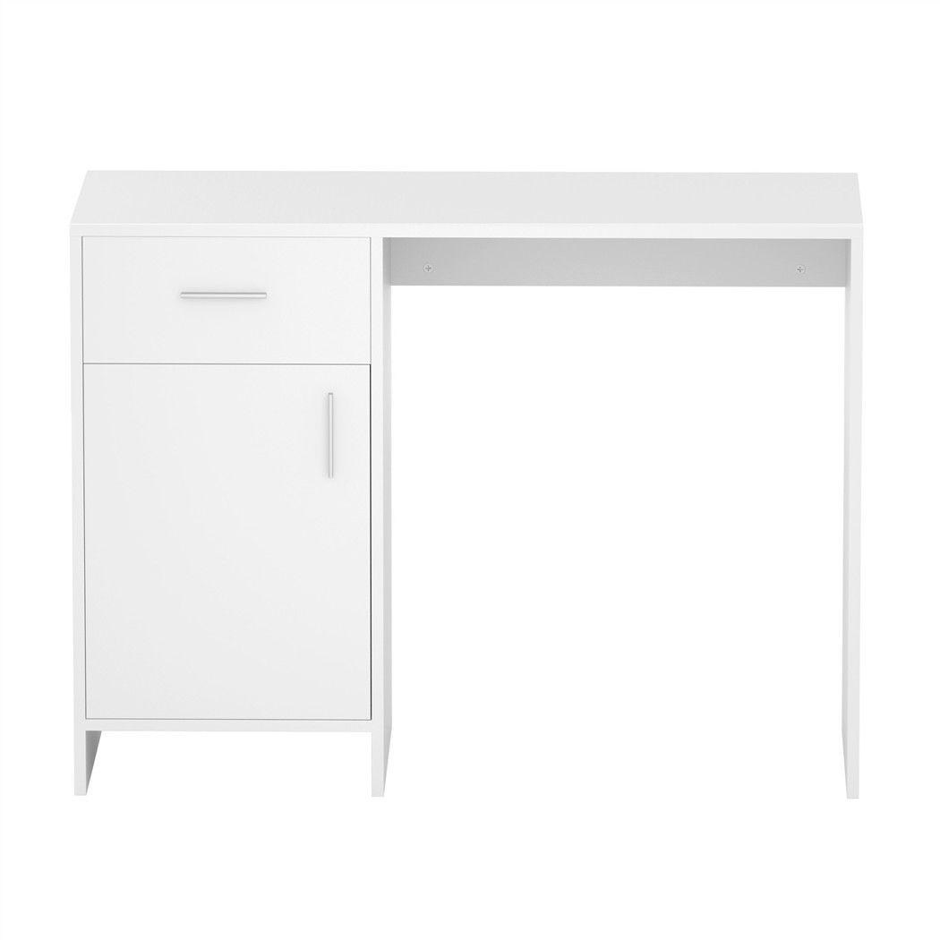 Jerry Computer Desk with Drawer and Cabinet, White, 100cm