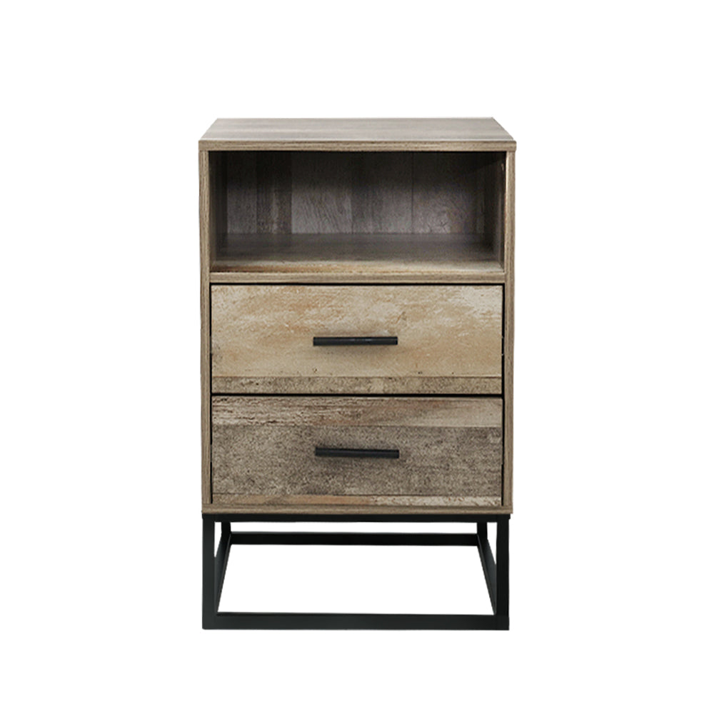 Badan Bedside Table 2 Drawers with Shelf Wood