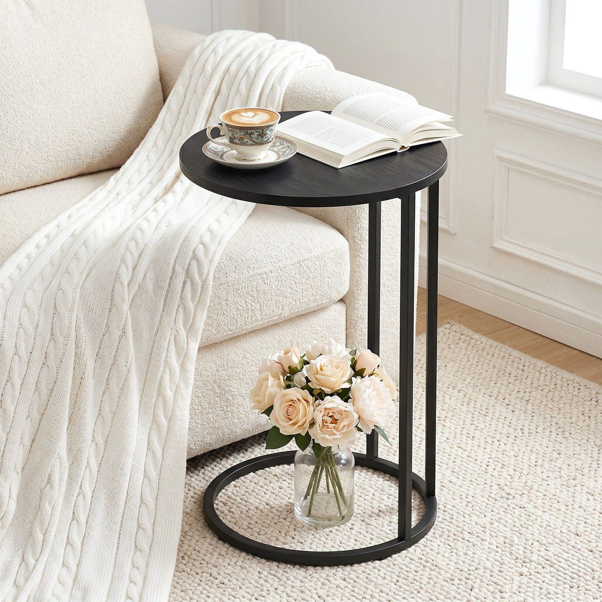 Martha Round Side Table and Coffee Table Black