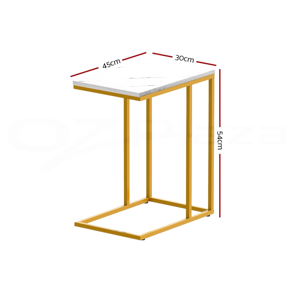 Emma Marble Effect Side Table White