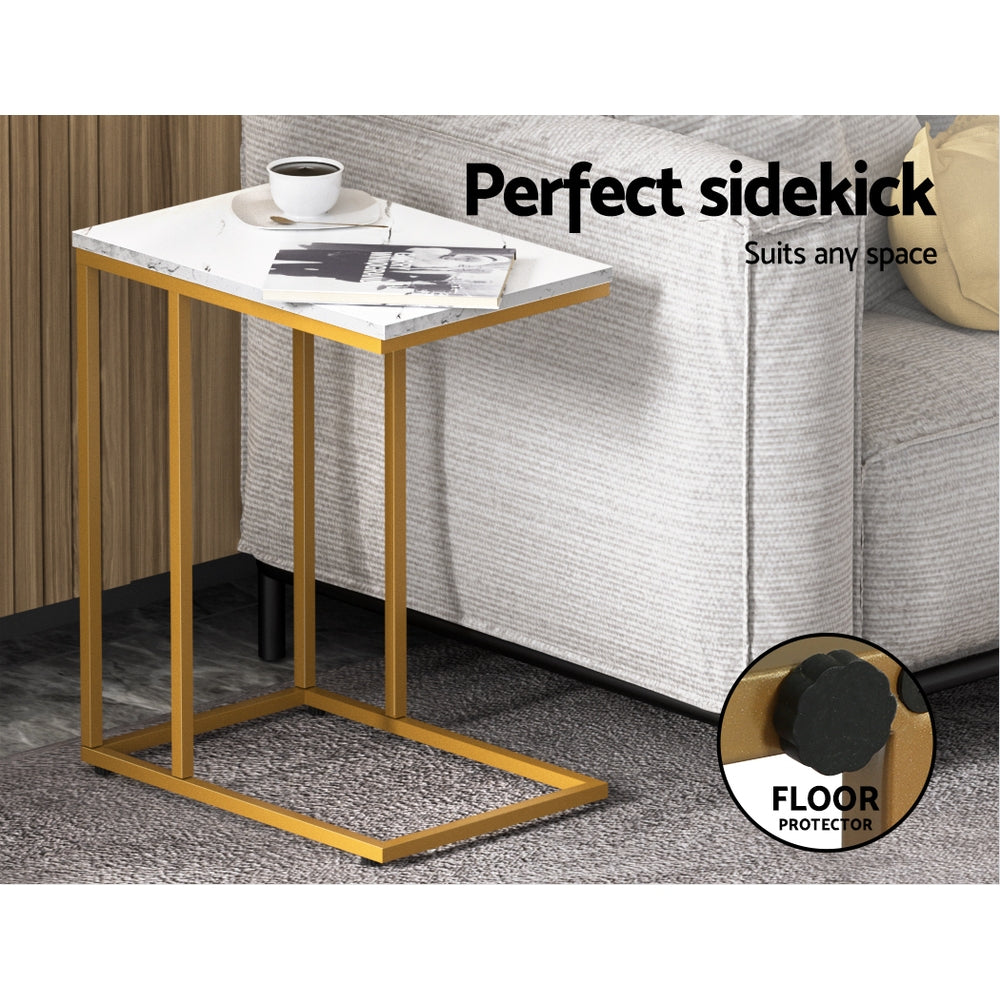 Emma Marble Effect Side Table White