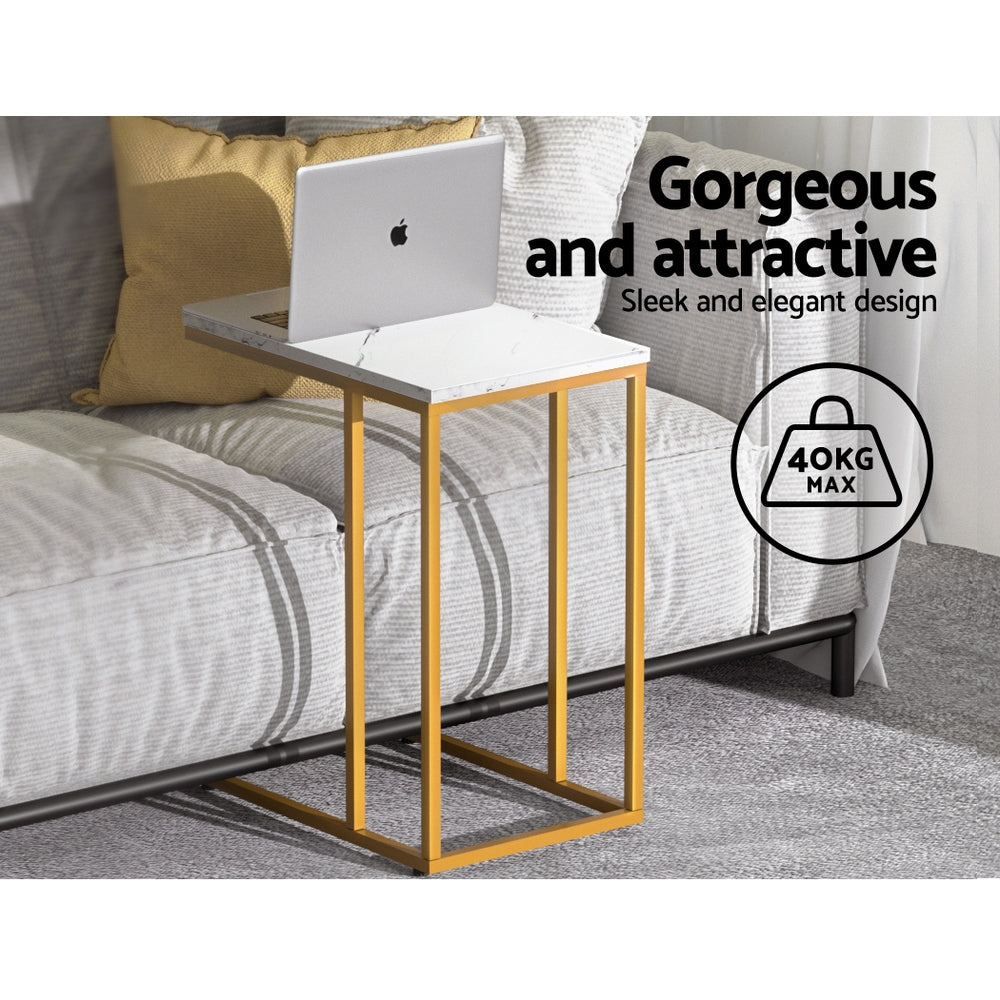 Emma Marble Effect Side Table White