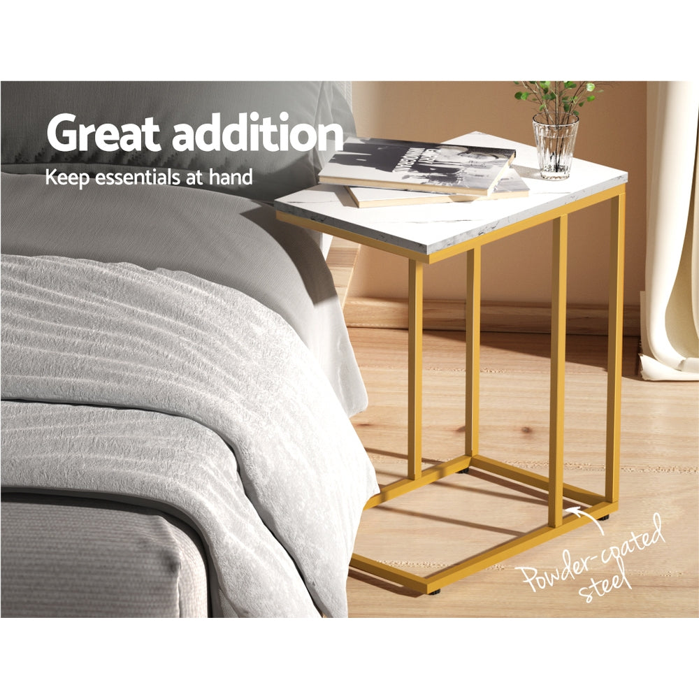 Emma Marble Effect Side Table White