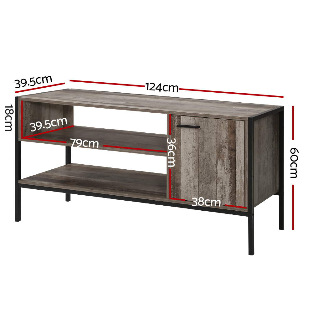 Marca 124cm TV Cabinet Entertainment Unit Industrial Rustic Wood