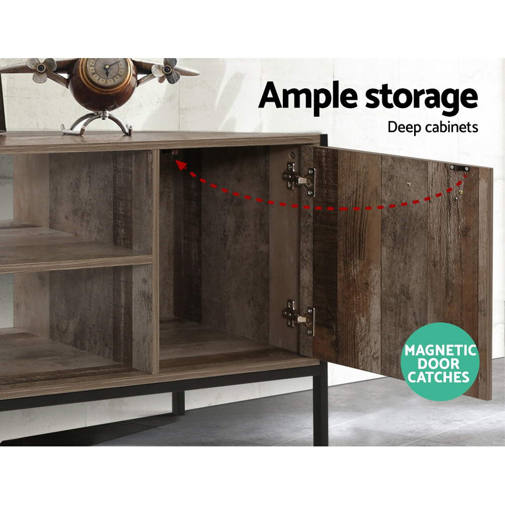 Marca 124cm TV Cabinet Entertainment Unit Industrial Rustic Wood