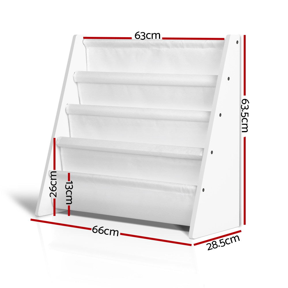 Keezi 4-Tier Kids Bookshelf White MDF