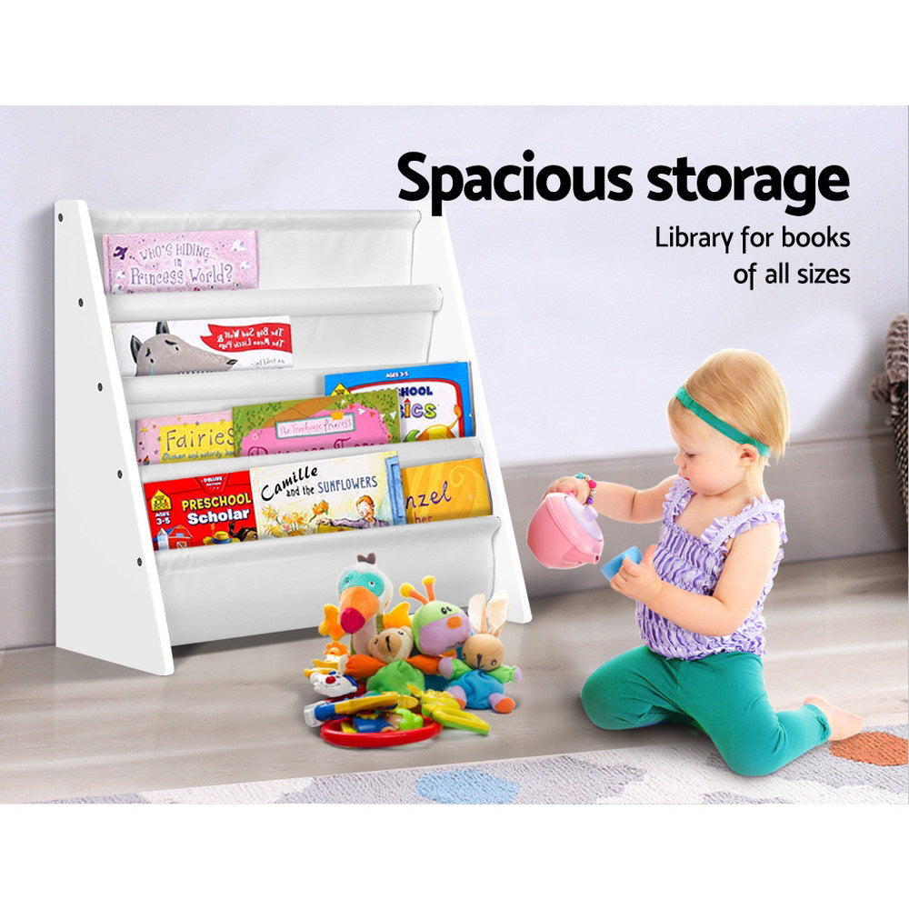 Keezi 4-Tier Kids Bookshelf White MDF