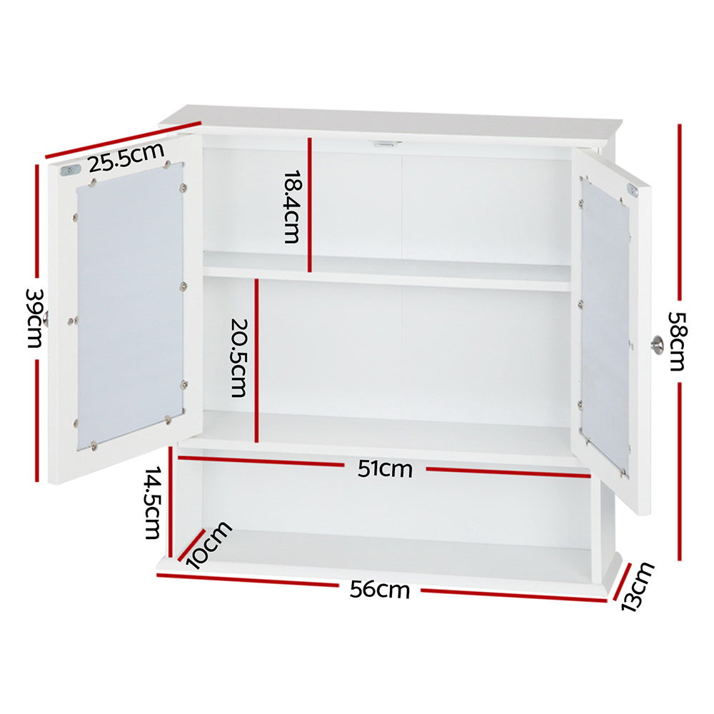 Artiss Bathroom Mirror Cabinet Tallboy Storage Cupboard