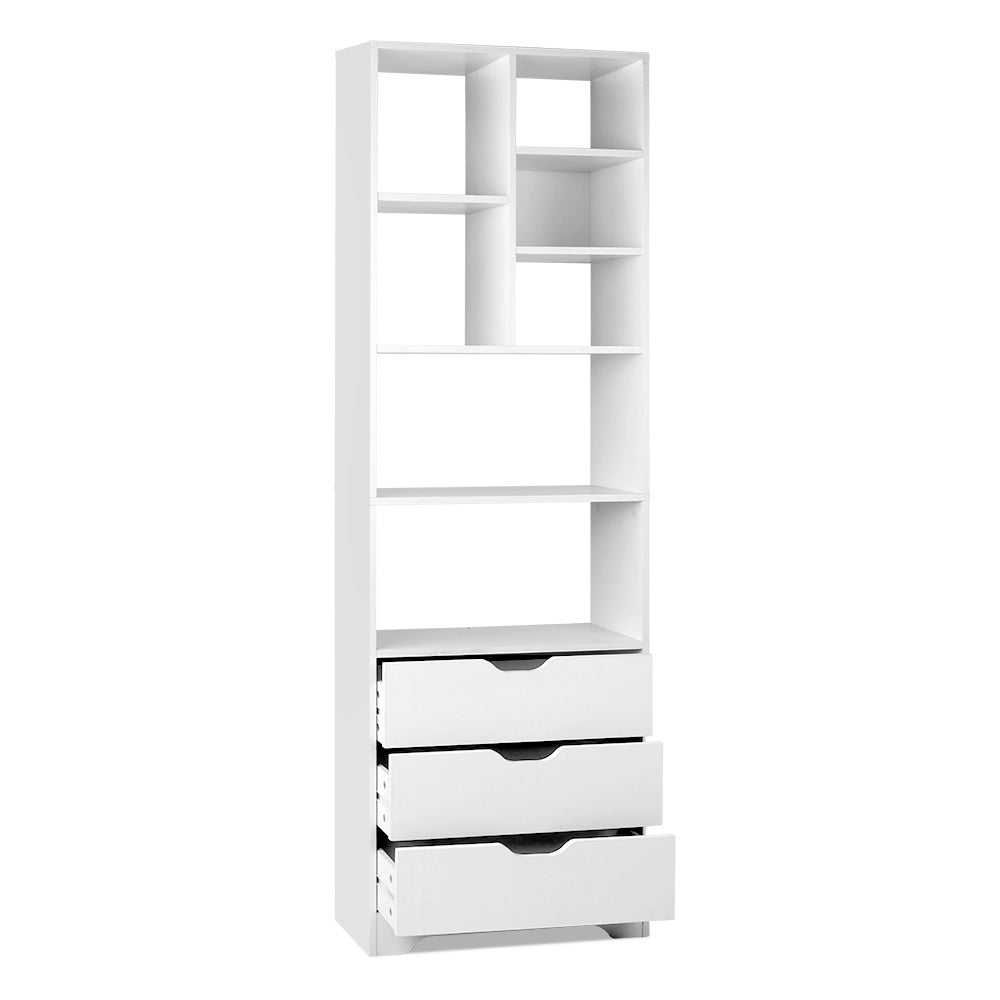 NANA Tall Bookshelf with Drawers White