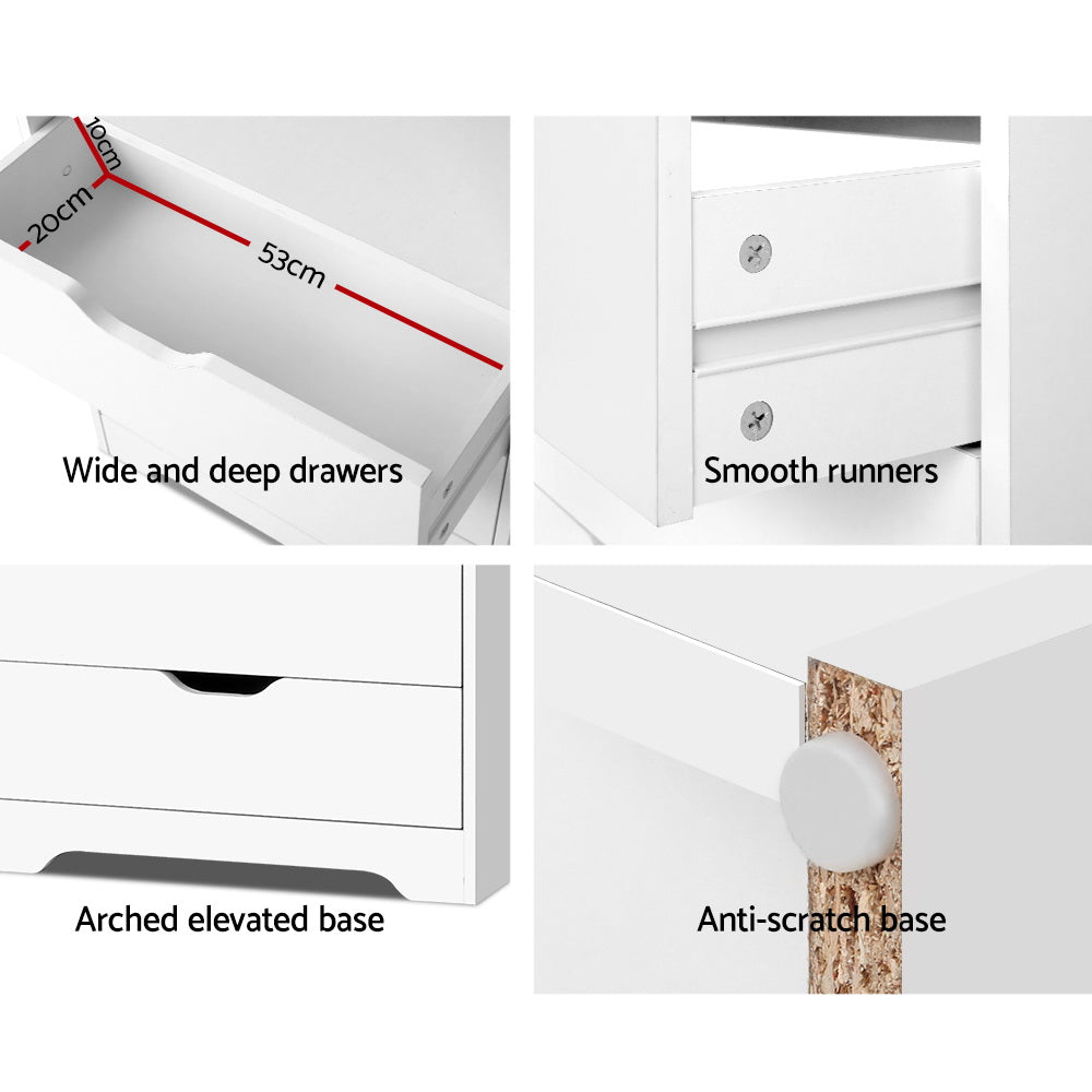 NANA Tall Bookshelf with Drawers White
