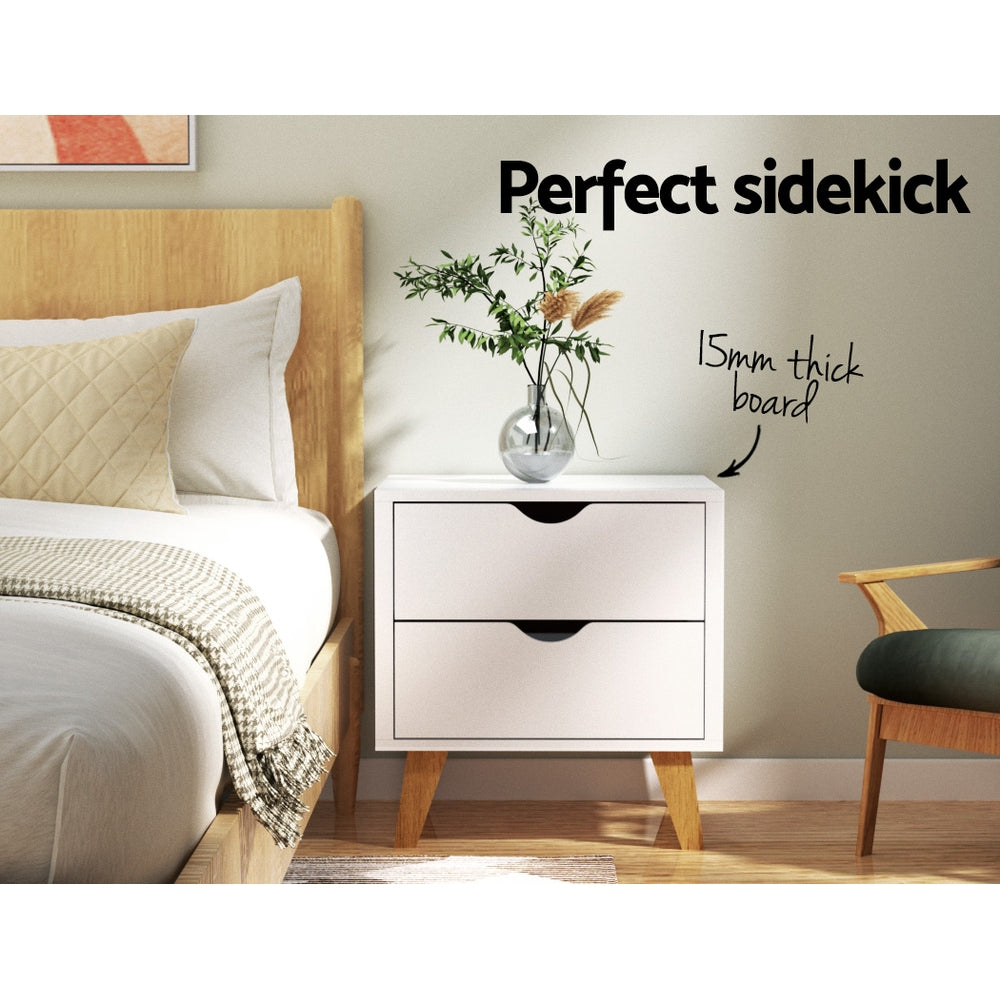 Anders 2-Drawer Bedside Table White