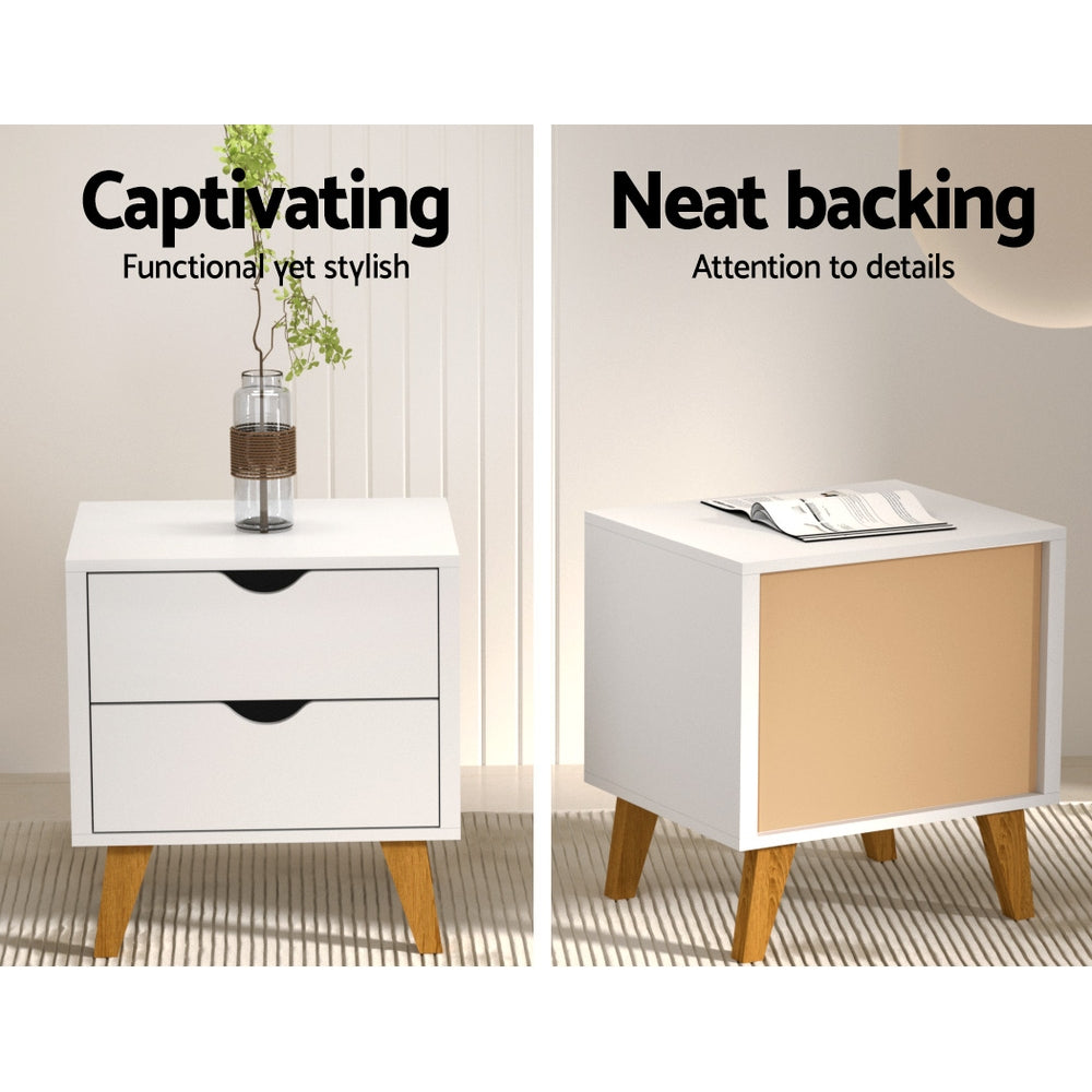 Anders 2-Drawer Bedside Table White