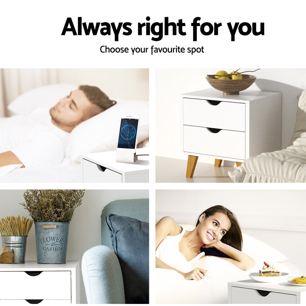 Anders 2-Drawer Bedside Table White