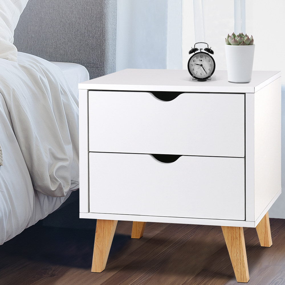 Anders 2-Drawer Bedside Table White