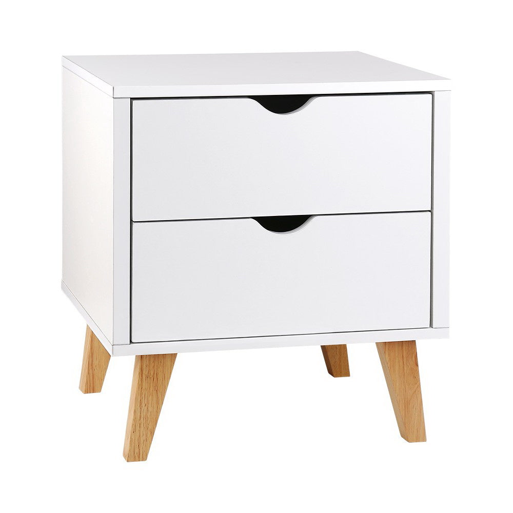 Anders 2-Drawer Bedside Table White