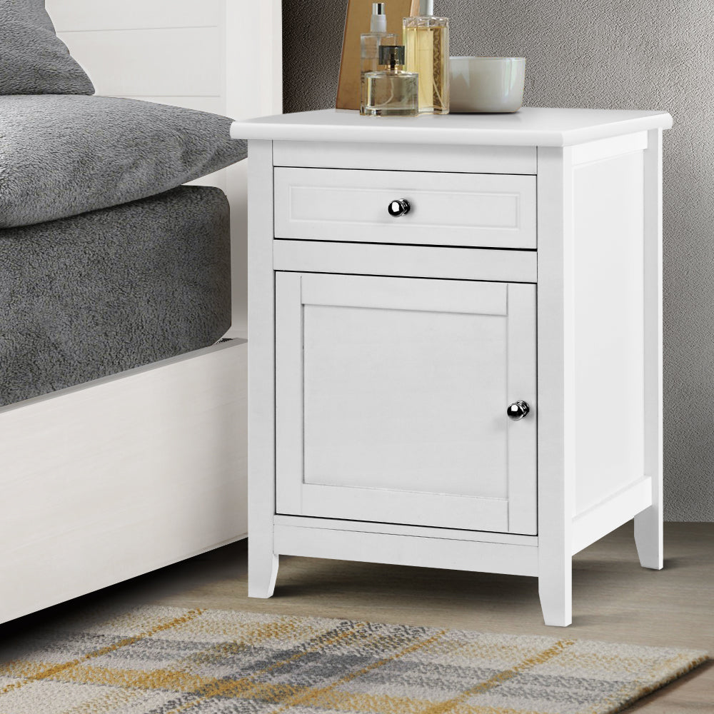 E1 MDF Bedside Tables w/ Storage Drawers - Artiss