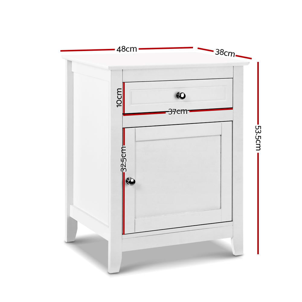 Gustav Bedside Table Drawers White
