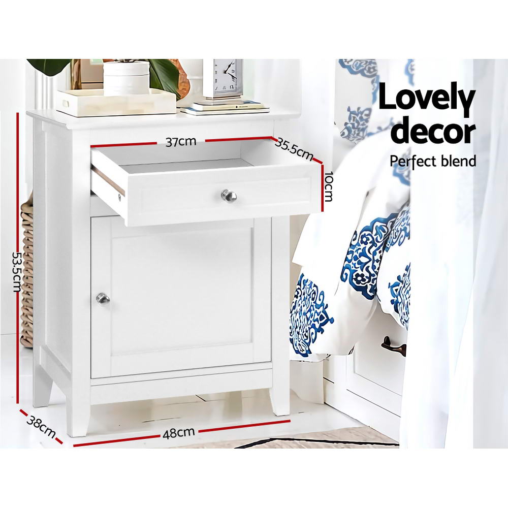 Gustav Bedside Table Drawers White