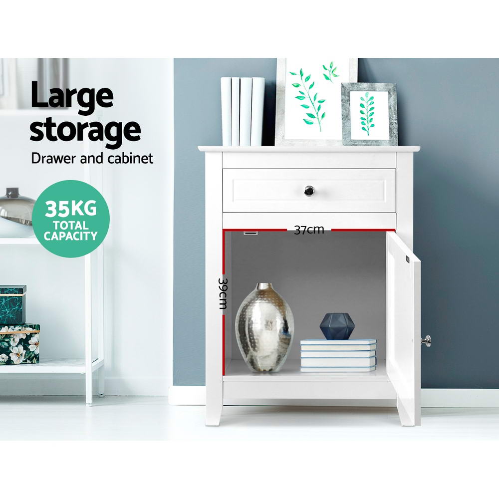 Gustav Bedside Table Drawers White